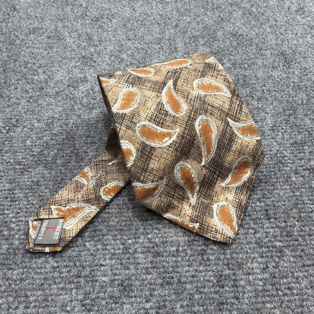 Vintage Silk Paisley Tie Men Robert Talbot Studio Tear Drop Wide Wedding Office